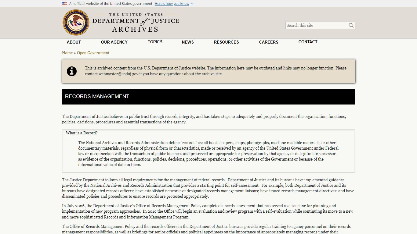 Records Management - United States Department of Justice