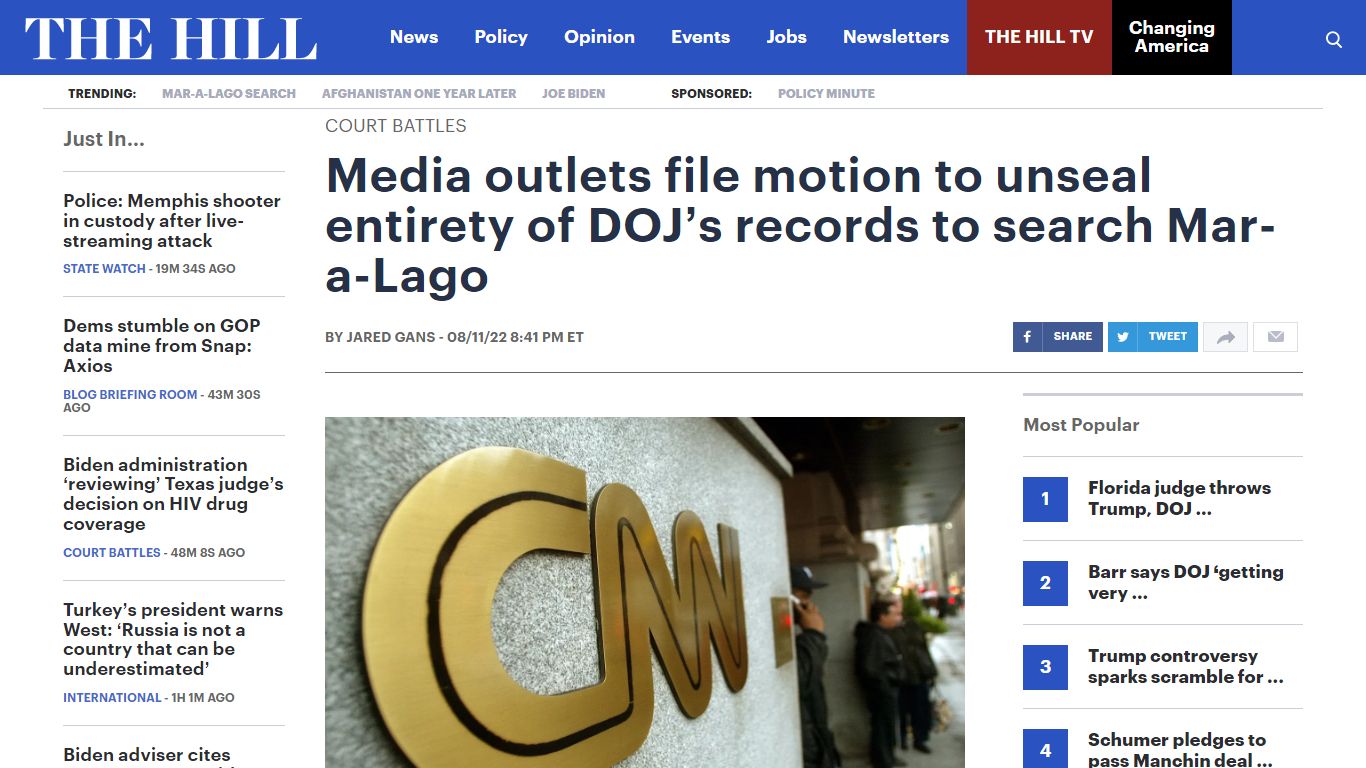 Media outlets file motion to unseal entirety of DOJ’s records to search ...